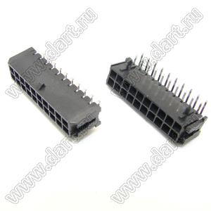 3000WR-2x10P (Micro-Fit 3.0™ MOLEX 043045-2000, MFGK-20, 5561R-20, MF3-20MRA, WW300-R2x10) вилка на плату двухрядная угловая; шаг 3,0мм; 2x10-конт.