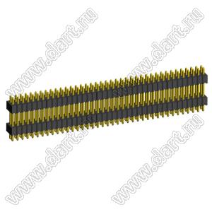 2199SBDI-078G-1110 (PLLHD1.27-78) вилка штыревая открытая прямая с двойным изолятором двухрядная на плату для монтажа в отверстия, шаг 1,27x1,27 мм, 2x39 конт.