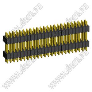 2199SBDI-048G-1110 (PLLHD1.27-48) вилка штыревая открытая прямая с двойным изолятором двухрядная на плату для монтажа в отверстия, шаг 1,27x1,27 мм, 2x24 конт.