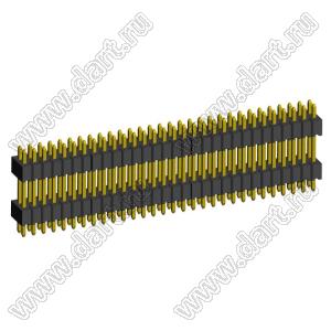 2199SBDI-060G-1110 (PLLHD1.27-60) вилка штыревая открытая прямая с двойным изолятором двухрядная на плату для монтажа в отверстия, шаг 1,27x1,27 мм, 2x30 конт.