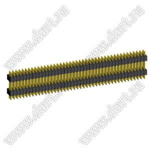 2199SBDI-086G-1110 (PLLHD1.27-86) вилка штыревая открытая прямая с двойным изолятором двухрядная на плату для монтажа в отверстия, шаг 1,27x1,27 мм, 2x43 конт.