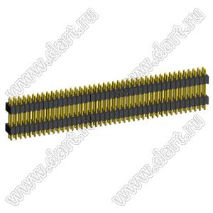2199SBDI-084G-1110 (PLLHD1.27-84) вилка штыревая открытая прямая с двойным изолятором двухрядная на плату для монтажа в отверстия, шаг 1,27x1,27 мм, 2x42 конт.