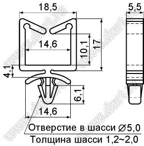 CHP-3 фиксатор жгута проводов с защелкой в панель; нейлон-66 (UL); натуральный