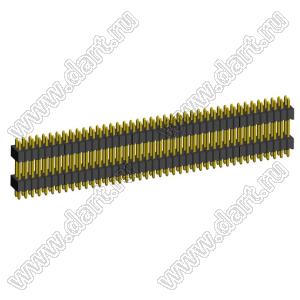 2199SBDI-082G-1110 (PLLHD1.27-82) вилка штыревая открытая прямая с двойным изолятором двухрядная на плату для монтажа в отверстия, шаг 1,27x1,27 мм, 2x41 конт.