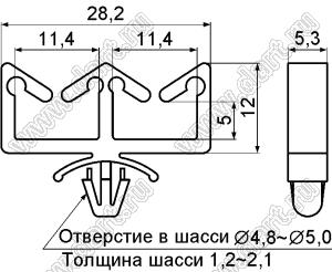 CHAA-1 фиксатор жгута проводов с защелкой в панель; нейлон-66 (UL); натуральный