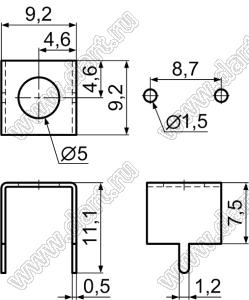 PCB-29 терминал ля пайки в печатную плату; латунь луженая; 0,5мм