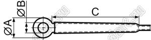 WL3-35H зажим кабеля с винтовым креплением; A=5,6мм; B=3,5мм; C=29,9мм; сталь + полиолефин; черный