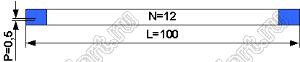 BLFPC P0,5 12PIN 100mm шлейф плоский сверхтонкий FFC/FPC; 12; длина 100мм; контакты на одной поверхности