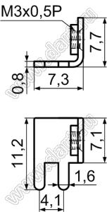 PCB-55(M3) терминал винтовой для пайки в печатную плату; M3x0,5; латунь луженая; 0,8мм