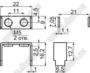 PCB-36 терминал винтовой для пайки в печатную плату; M5x0,8; латунь луженая; 1мм