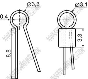 TEST-55(B) контакт контрольный; PBT (полибутилентерефталат); черный; бронза фосфористая золоченая