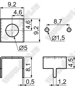 PCB-44 терминал для пайки в печатную плату; латунь луженая; 0,5мм