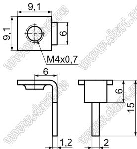 PCB-22(M4) терминал винтовой для пайки в печатную плату; M4x0,7; латунь луженая; 1,2мм