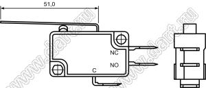 KW11-7-1B11DB54B (VM16-03N-60) микропереключатель концевой с рычагом 51мм