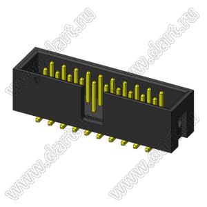 2316SM-20G (IDC-20M-SMD, BH-20SMD, DS1013-20MSX) вилка закрытая прямая на плату для поверхностного (SMD) монтажа; шаг=2,54x2,54мм; 2x10-конт.