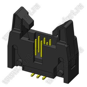 2216SM-06-01 (SCM-06SM-01, DS1011-06SM-01, IDCC-06MSM-01) вилка закрытая с короткими защелками для поверхностного (SMD) монтажа; шаг=2,54x2,54мм; 2x3-конт.