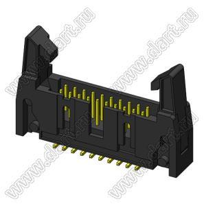 2216SM-20-02 (SCM-20SM-02, DS1011-20SM-02, IDCC-20MSM-02) вилка закрытая с длинными защелками для поверхностного (SMD) монтажа; шаг=2,54x2,54мм; 2x10-конт.