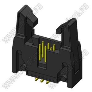 2216SM-06-02 (SCM-06SM-02, DS1011-06SM-02, IDCC-06MSM-02) вилка закрытая с длинными защелками для поверхностного (SMD) монтажа; шаг=2,54x2,54мм; 2x3-конт.