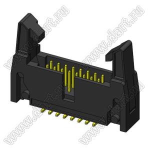 2216SM-16-02 (SCM-16SM-02, DS1011-16SM-02, IDCC-16MSM-02) вилка закрытая с длинными защелками для поверхностного (SMD) монтажа; шаг=2,54x2,54мм; 2x8-конт.