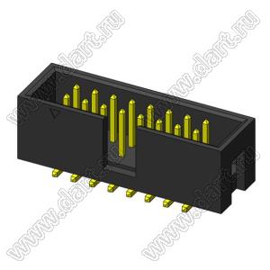 2316SM-16G (IDC-16M-SMD, BH-16SMD, DS1013-16MSX) вилка закрытая прямая на плату для поверхностного (SMD) монтажа; шаг=2,54x2,54мм; 2x8-конт.