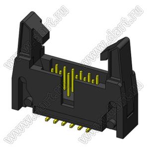 2216SM-12-02 (SCM-12SM-02, DS1011-12SM-02, IDCC-12MSM-02) вилка закрытая с длинными защелками для поверхностного (SMD) монтажа; шаг=2,54x2,54мм; 2x6-конт.