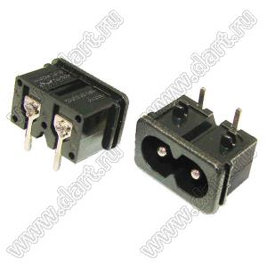 R-201A90(Y1)-03 вилка IEC60320(C8) угловая сетевого питания на панель и для пайки в плату