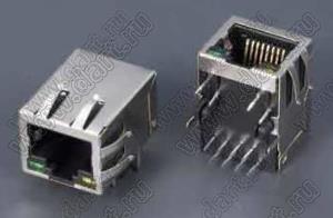 ZPY-4110ANLF-SOCKET гнездо RJ-45 8P8C на плату с развязкой, фильтрами и светодиодами