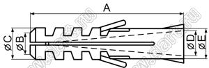 PEB4-20 дюбель; A=20,1мм; B=2,8мм; полипропилен PP; серый