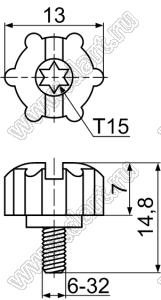 GPR632-6BU винт с плстиковой головкой; 6-32 UNC; пластик ABS (UL); голубой