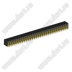 2207BR-62G-SM (C6813-62BDGHNTR) розетка прямая двухрядная с боковым входом на плату для поверхностного (SMD) монтажа; шаг 2.00x2.00мм; 62-конт.