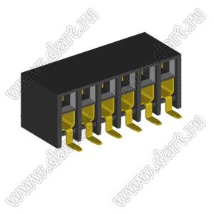 2207BR-12G-SM (C6813-12BDGHNTR) розетка прямая двухрядная с боковым входом на плату для поверхностного (SMD) монтажа; шаг 2.00x2.00мм; 12-конт.