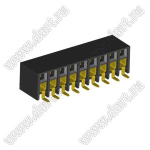 2207BR-18G-SM (C6813-18BDGHNTR) розетка прямая двухрядная с боковым входом на плату для поверхностного (SMD) монтажа; шаг 2.00x2.00мм; 18-конт.