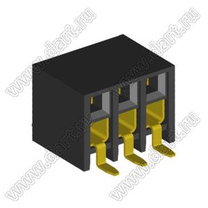 2207BR-06G-SM (C6813-06BDGHNTR) розетка прямая двухрядная с боковым входом на плату для поверхностного (SMD) монтажа; шаг 2.00x2.00мм; 6-конт.