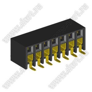 2207BR-14G-SM (C6813-14BDGHNTR) розетка прямая двухрядная с боковым входом на плату для поверхностного (SMD) монтажа; шаг 2.00x2.00мм; 14-конт.