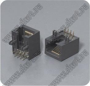 5611-08-200-101-L (TJ4-8P8C)-SOCKET розетка RJ-45 на плату экранированная, 8 позиций, 8 контактов