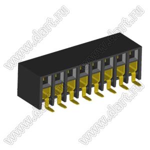 2207BR-16G-SM (C6813-16BDGHNTR) розетка прямая двухрядная с боковым входом на плату для поверхностного (SMD) монтажа; шаг 2.00x2.00мм; 16-конт.