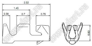 SSUH-003T-P0.15 терминал (контакт); 0,032-0,08кв.мм; AWG# 32-28; фосфористая бронза луженая