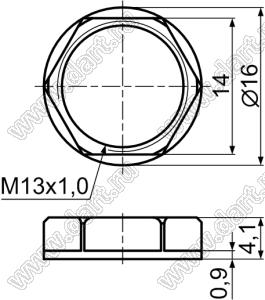 MO-13 гайка; M13x1,0P; нейлон-66 (UL); черный