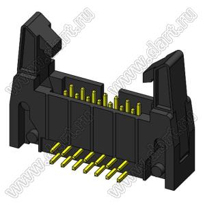 2216R-14-02 (SCM-14R-02, DS1011-14R-02, IDCC-14MR-02) вилка закрытая угловая с длинными защелками для монтажа в отверстия; шаг=2,54x2,54мм; 2x7-конт.