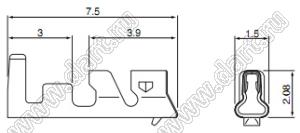 SPND-001T-C0.5 терминал (контакт) розетки на провод; шаг 2,00мм; AWG# 26-22; медный сплав луженый