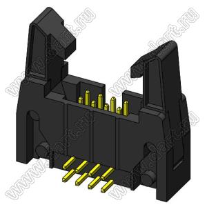 2216R-08-02 (SCM-08R-02, DS1011-08R-02, IDCC-08MR-02) вилка закрытая угловая с длинными защелками для монтажа в отверстия; шаг=2,54x2,54мм; 2x4-конт.