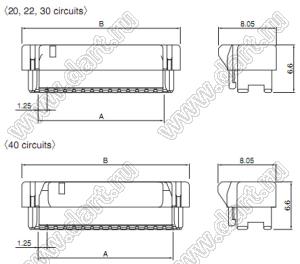 GHDR-20V-S(F) корпус розетки на кабель; шаг 1,25мм; 20-конт.