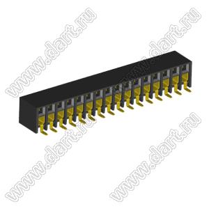 2207BR-32G-SM (C6813-32BDGHNTR) розетка прямая двухрядная с боковым входом на плату для поверхностного (SMD) монтажа; шаг 2.00x2.00мм; 32-конт.