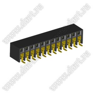 2207BR-24G-SM (C6813-24BDGHNTR) розетка прямая двухрядная с боковым входом на плату для поверхностного (SMD) монтажа; шаг 2.00x2.00мм; 24-конт.