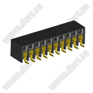 2207BR-20G-SM (C6813-20BDGHNTR) розетка прямая двухрядная с боковым входом на плату для поверхностного (SMD) монтажа; шаг 2.00x2.00мм; 20-конт.