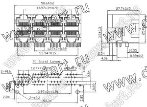 5924-88-03-001 блок розеток RJ-45 4x2 экранированных