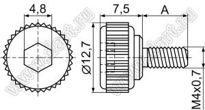 GPE4-12L(N) винт металлический с пластиковой головкой; M4x0.7; пластик ABS (UL); A=12,0мм; натуральный