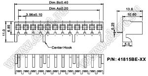 41815BE-11 (Molex 0009484119, FPHSN-111TTW002) розетка прямая на плату с обратным входом, шаг 3,96 мм, 11 контактов; шаг 3,96мм; 11-конт.