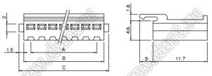 H8P-SHF-AA корпус прямой колодки на кабель запаиваемой в плату; шаг 2,50мм; 8-конт.; нейлон-66; цвет натуральный