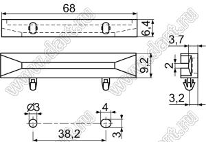 CGLA-10(B) направляющая платы; L=68,0мм; нейлон-66 (UL); черный